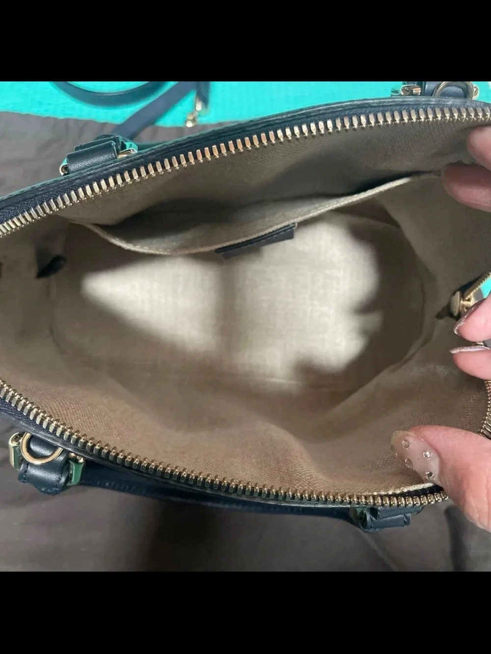 Gucci Navy Microguccissima Dome Satchel with Gold Hardware
